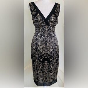 Jones New York Black and Gold Cocktail Dress